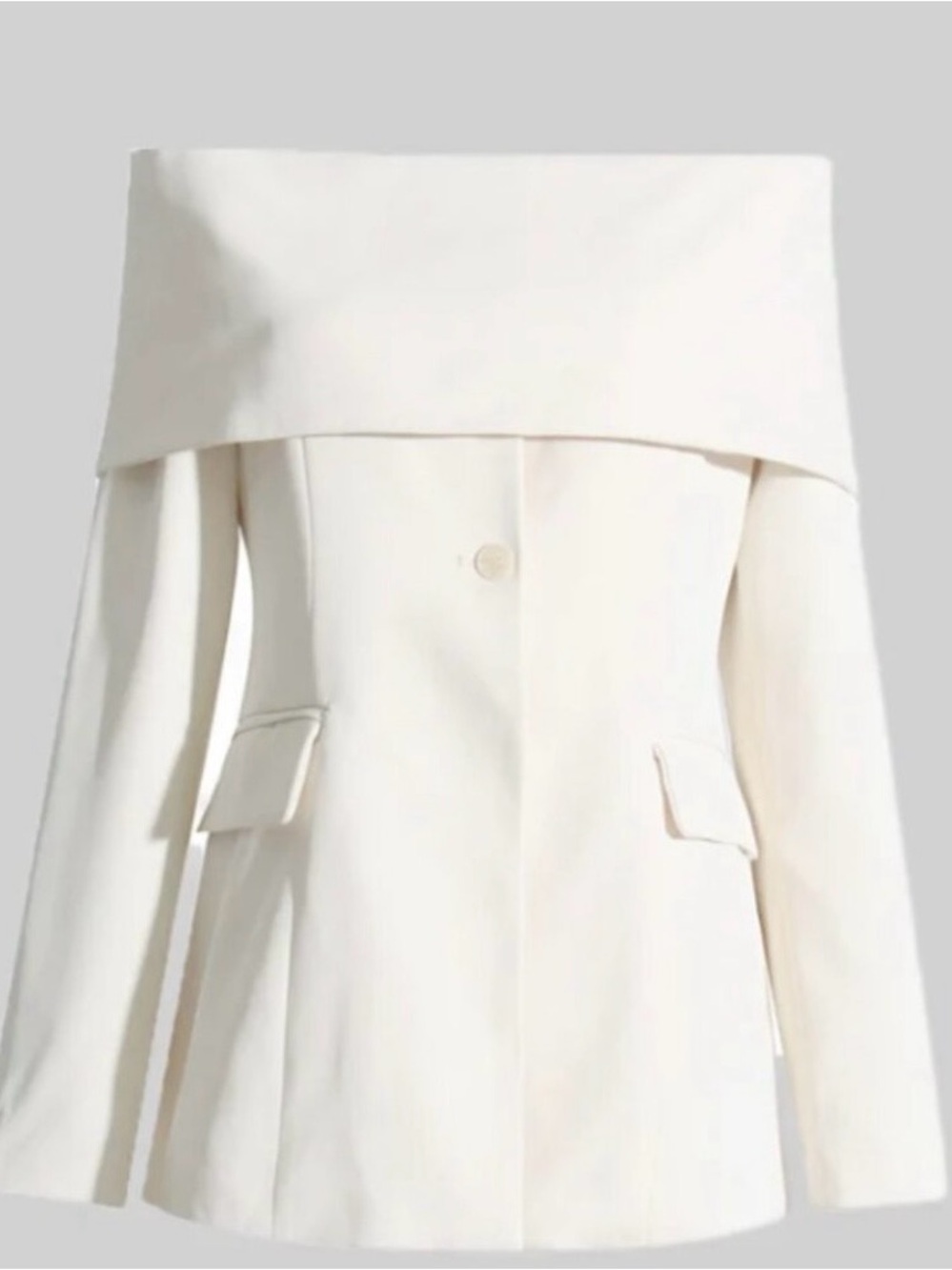 Off-Shoulder Cream Blazer Jacket